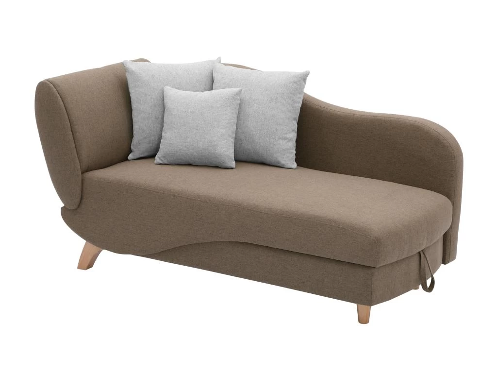 Méridienne Gauche Convertible En Tissu Marron Avec Coffre De Rangement PENELOPE – Image 2