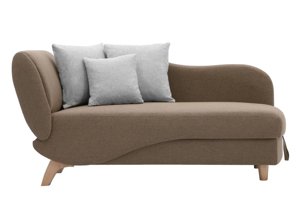 Méridienne Gauche Convertible En Tissu Marron Avec Coffre De Rangement PENELOPE – Image 3