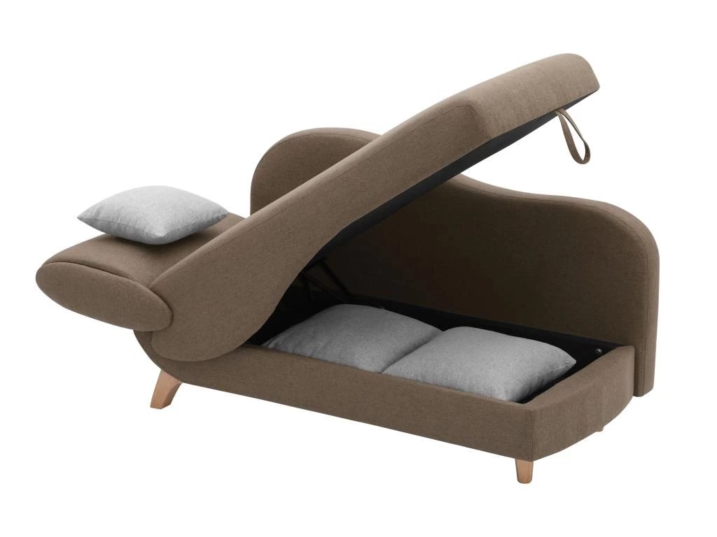 Méridienne Gauche Convertible En Tissu Marron Avec Coffre De Rangement PENELOPE – Image 7