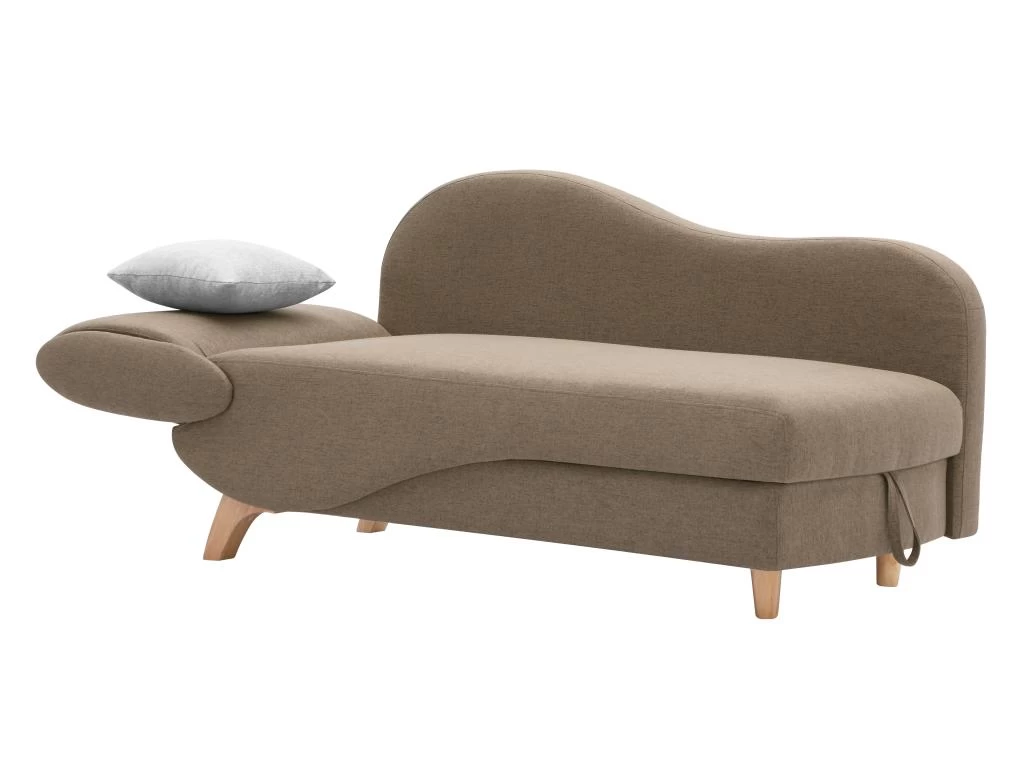 Méridienne Gauche Convertible En Tissu Marron Avec Coffre De Rangement PENELOPE – Image 6
