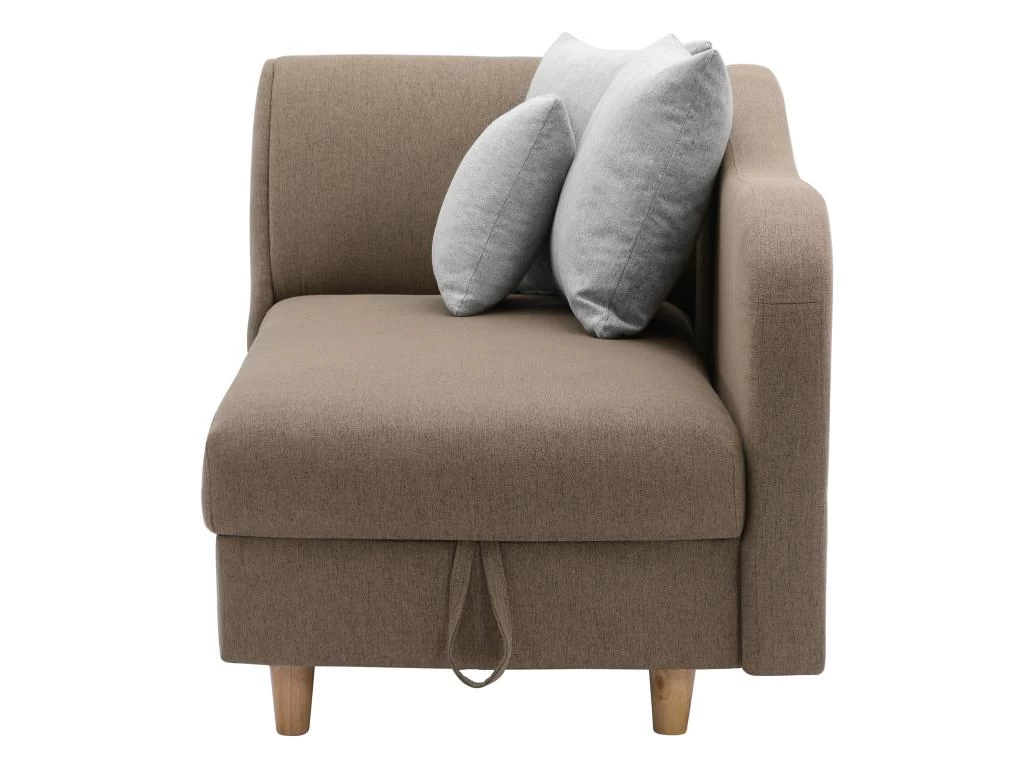 Méridienne Gauche Convertible En Tissu Marron Avec Coffre De Rangement PENELOPE – Image 4