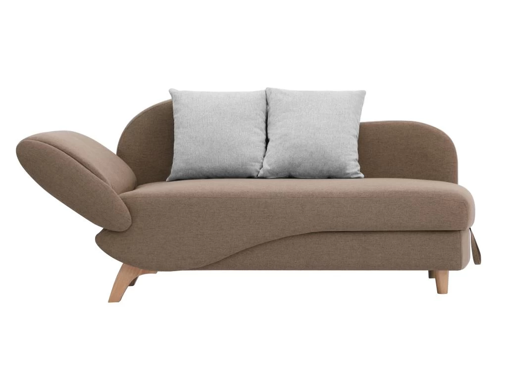 Méridienne Gauche Convertible En Tissu Marron Avec Coffre De Rangement PENELOPE – Image 5