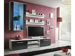 Meuble TV GALINO E Design, Coloris Blanc Et Noir. Meuble Moderne Et Tendance Pour Votre Salon.