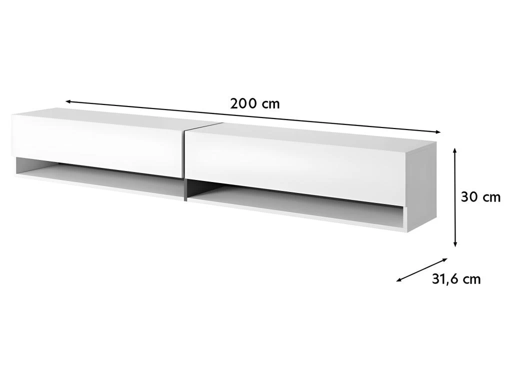 Meuble TV 200 Cm - Noir Avec Insert Doré - BISIRA – Image 6