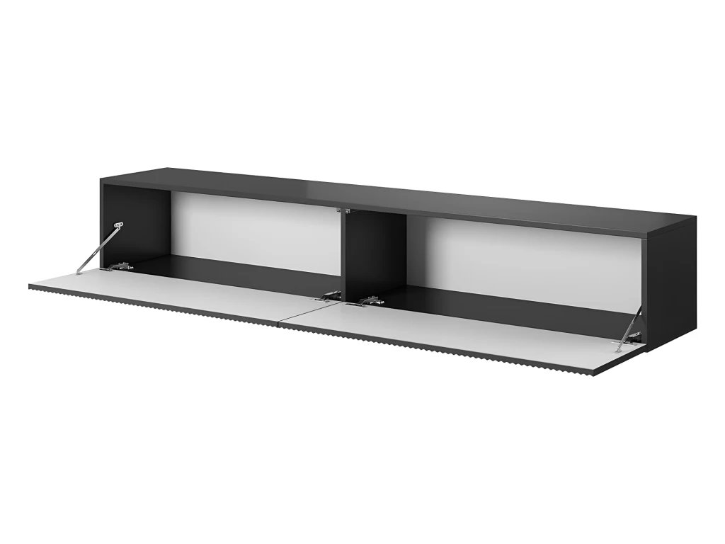 Meuble TV 175 Cm Noir Avec Façade Fraisée - VELDIO – Image 6