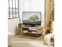 ISA - Meuble TV Marron Bois De Jamelonier Et Cannage Couleur Naturelle