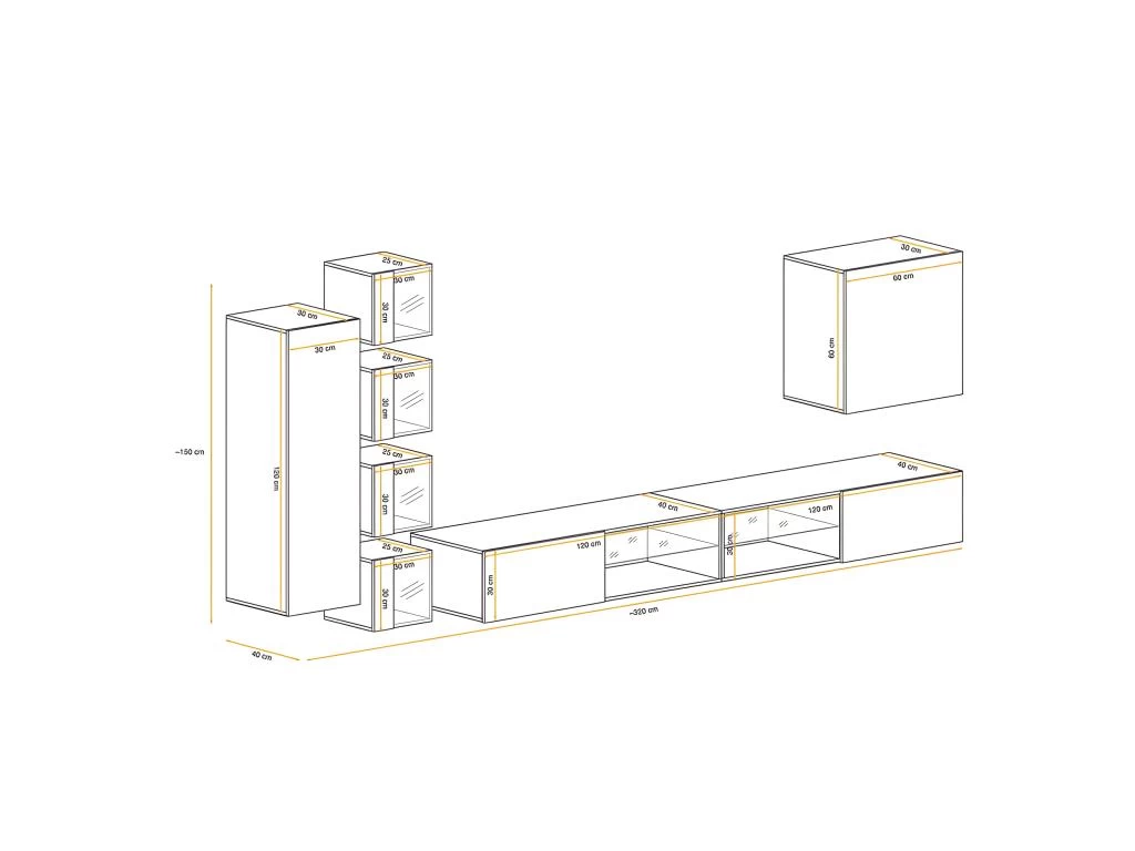 Ensemble Meuble TV "Switch XXVI" 320cm Noir & Naturel – Image 3