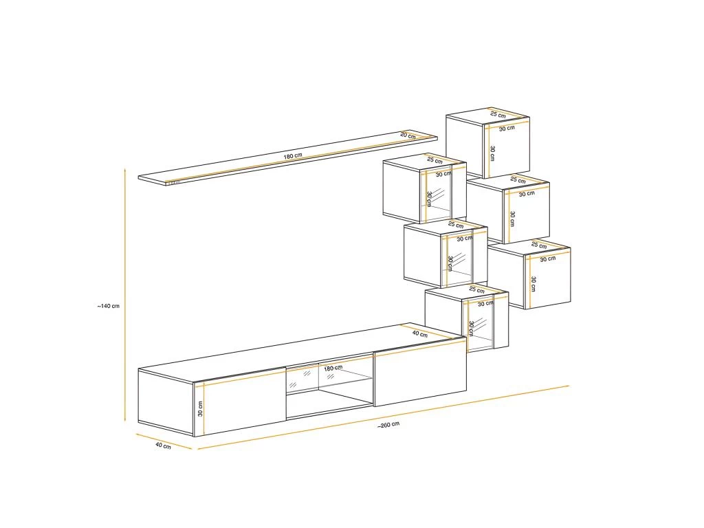 Ensemble Meuble TV "Switch XXI" 260cm Noir & Gris – Image 3