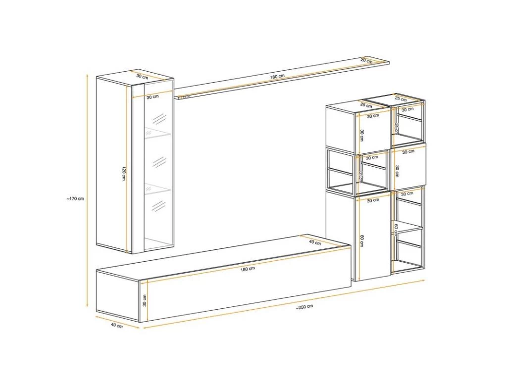 Ensemble Meuble TV Design "Switch II" 250cm Blanc & Noir – Image 3