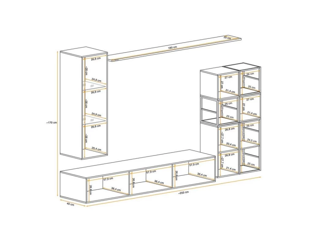 Ensemble Meuble TV Design "Switch II" 250cm Blanc & Noir – Image 4