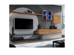Ensemble Meuble TV Design "Switch I" 330cm Naturel & Noir