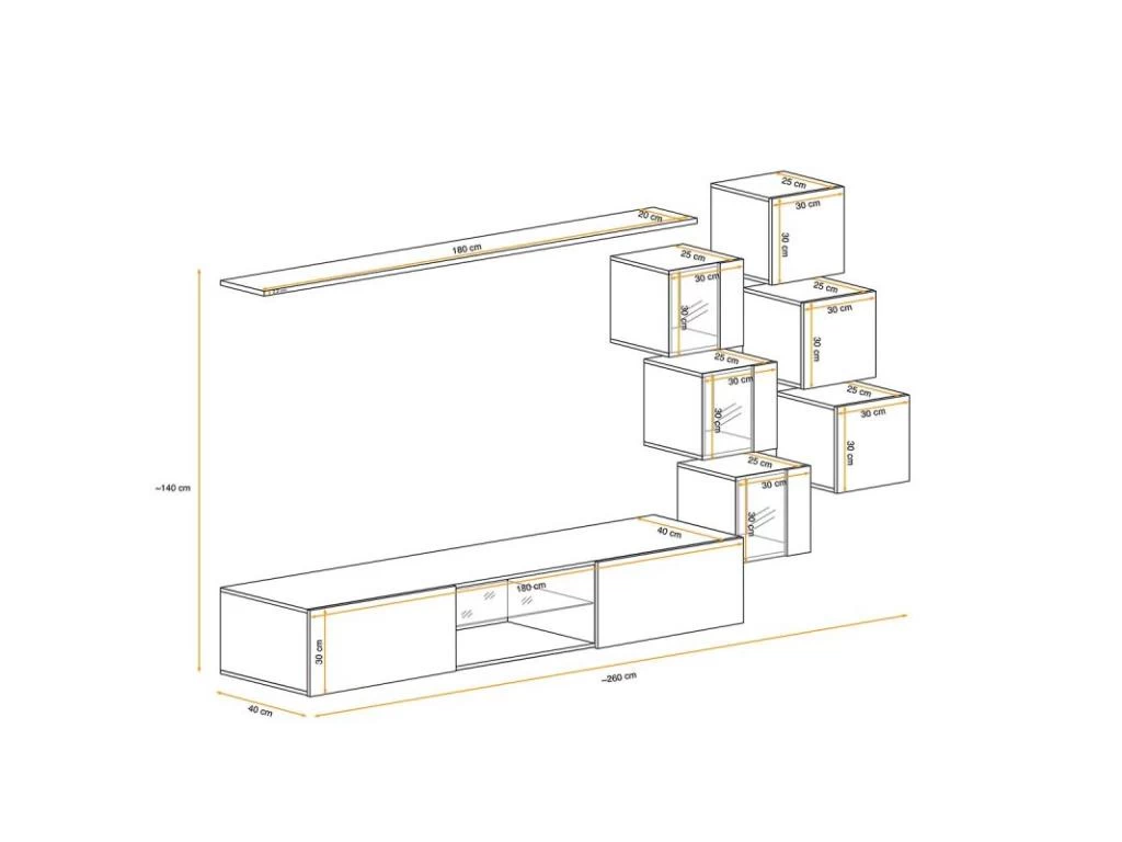 Ensemble Meuble TV Design "Switch XXI" 260cm Noir – Image 3