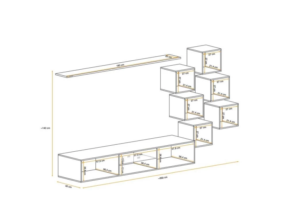 Ensemble Meuble TV Design "Switch XXI" 260cm Noir – Image 4