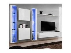 Meuble TV Mural Design "Switch XVI" 330cm Blanc