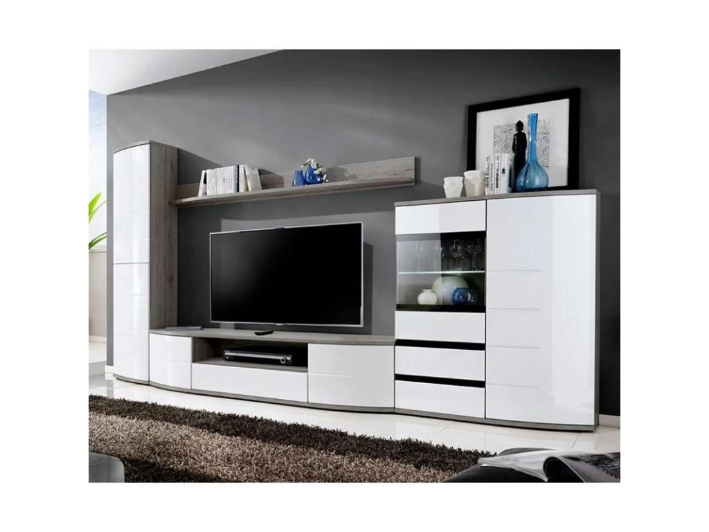 Meuble TV Design "Ontario" 340cm Blanc