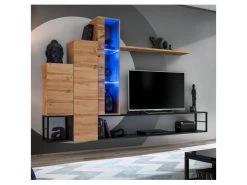 Ensemble Meuble TV Design "Switch VIII" 240cm Naturel & Noir