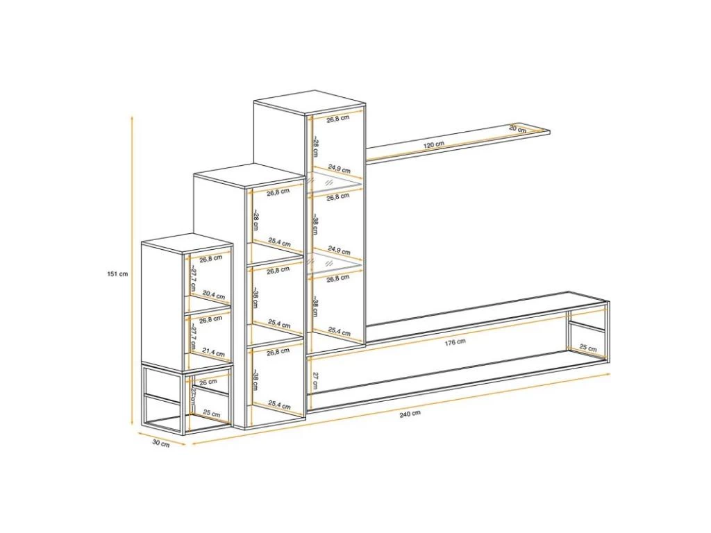 Ensemble Meuble TV Design "Switch VIII" 240cm Naturel & Noir – Image 4