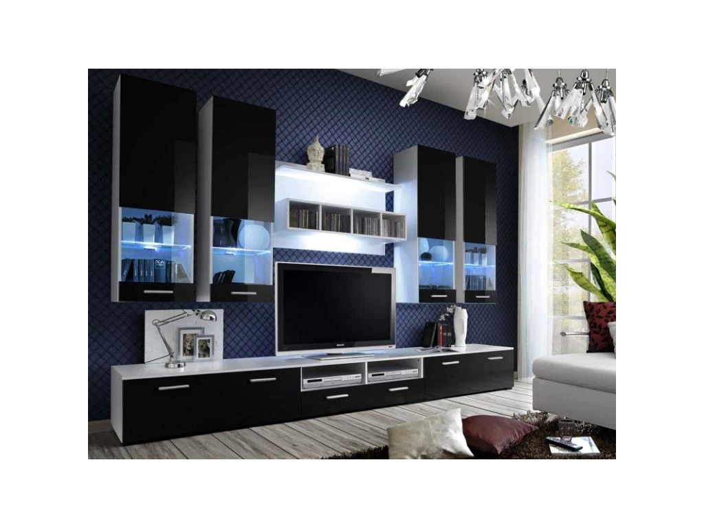 Meuble TV Mural Design "Dorade" 300cm Noir & Blanc – Image 5
