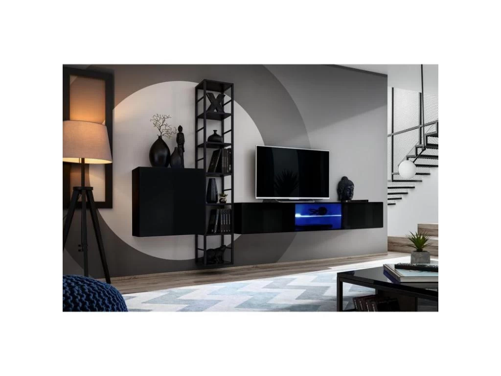 Ensemble Meuble TV Design "Switch VI" 270cm Gris & Noir – Image 2