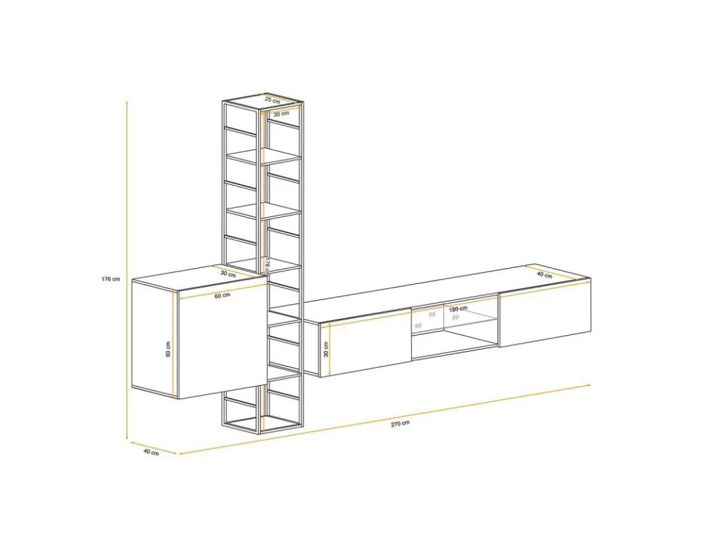 Ensemble Meuble TV Design "Switch VI" 270cm Gris & Noir – Image 3