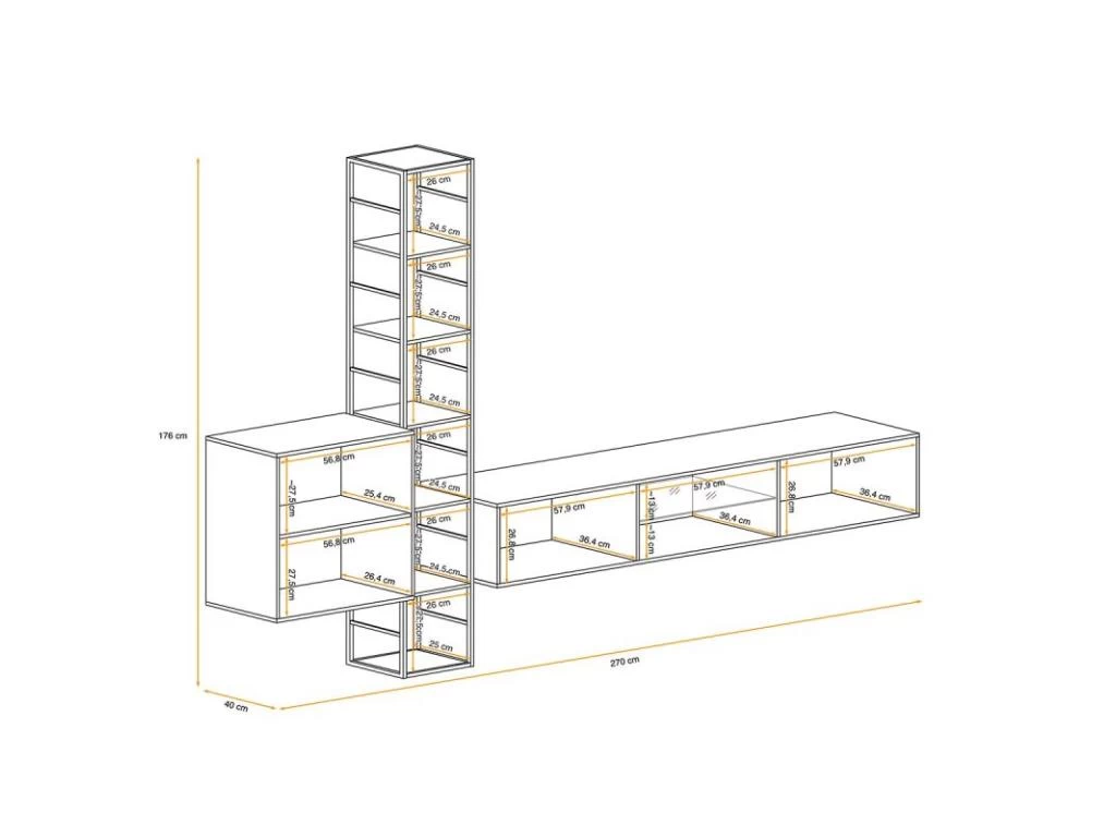 Ensemble Meuble TV Design "Switch VI" 270cm Gris & Noir – Image 4