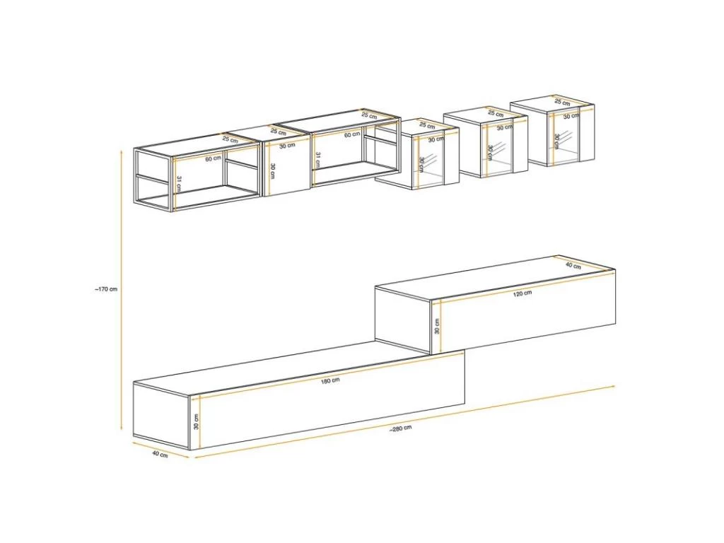 Ensemble Meuble TV Design "Switch III" 280cm Gris & Noir – Image 3