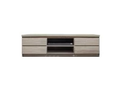 Meuble TV 2 Niches 4 Tiroirs Chêne Clair - ZYWO - L 133 X L 47 X H 51 Cm