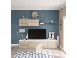 Composition TV 200 Cm Blanc Et ChĂȘne - TIKO