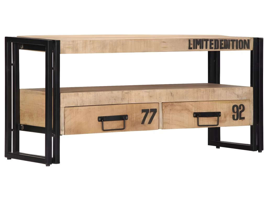 Meuble Télé Buffet Tv Télévision Design Pratique 100 Cm Bois Massif De Manguier 2502272