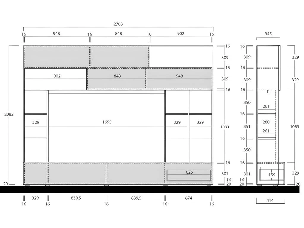 Mur TV MAJORIS Avec Rangements - Coloris : Blanc Laqué Et Béton – Image 5
