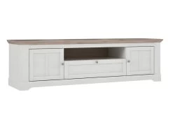 Meuble TV 205 Cm 2 Portes 1 Tiroir Décor Chêne Blanchi - ANGELE