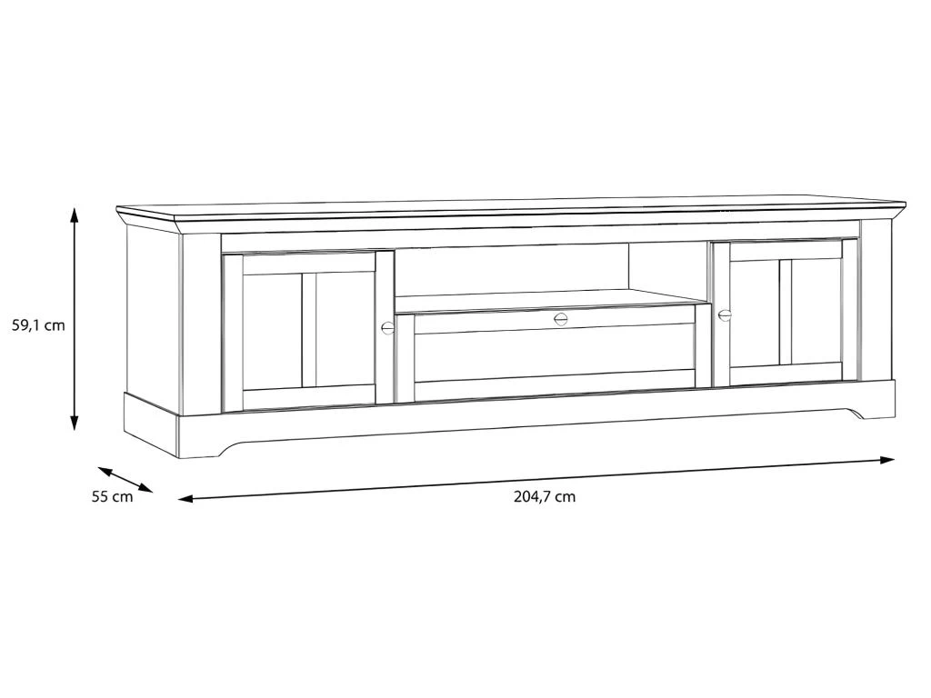 Meuble TV 205 Cm 2 Portes 1 Tiroir Décor Chêne Blanchi - ANGELE – Image 4