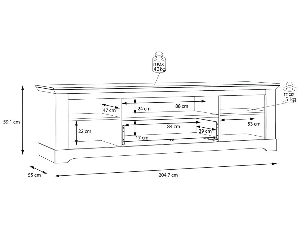 Meuble TV 205 Cm 2 Portes 1 Tiroir Décor Chêne Blanchi - ANGELE – Image 5