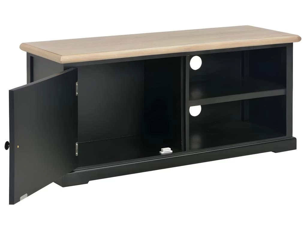 Meuble Télé Buffet Tv Télévision Design Pratique Noir 90 Cm Bois 2502208 – Image 3