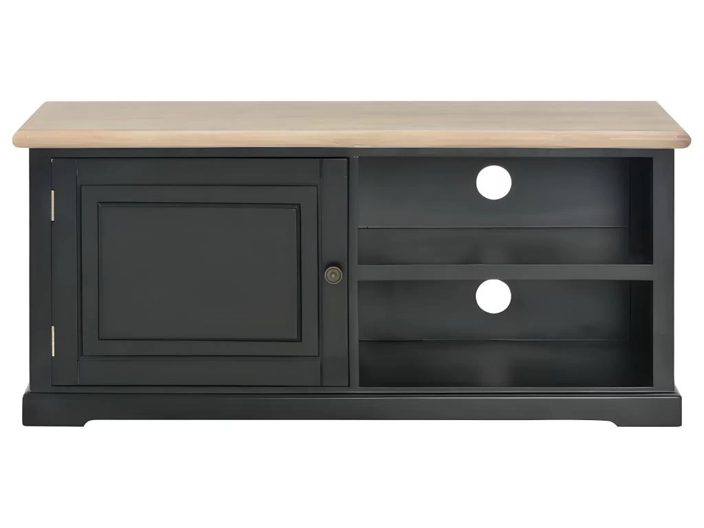 Meuble Télé Buffet Tv Télévision Design Pratique Noir 90 Cm Bois 2502208 – Image 4