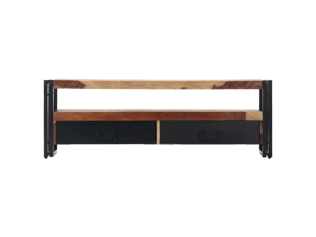 Meuble Télé Buffet Tv Télévision Design Pratique 120 Cm Bois De Sesham Solide 2502061 – Image 2