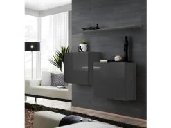 Ensemble Meubles De Salon SWITCH SBI Design, Coloris Gris Brillant.