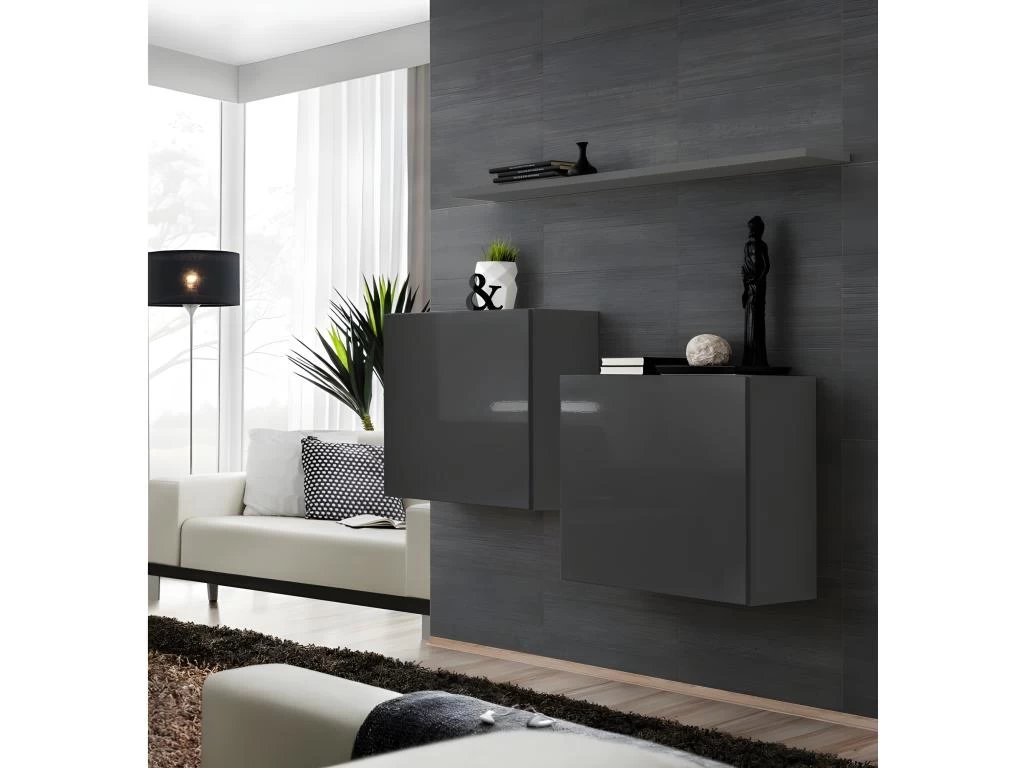 Ensemble Meubles De Salon SWITCH SBI Design, Coloris Gris Brillant.