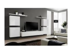 Ensemble Meuble Salon SWITCH IV Design, Coloris Blanc Brillant.