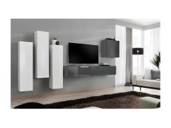 Ensemble De Meubles De Salon Design Collection SWITCH III. Coloris Blanc Et Gris Brillant.