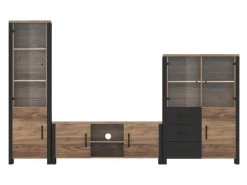 Ensemble De 3 Meubles De Salon Collection DARWIN. Couleur épicéa Et Noir.