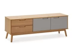 Meuble TV Bruce 2 Tiroirs Et 2 Portes, Bois Massif, 140 Cm (Largeur) 51 Cm (Hauteur)