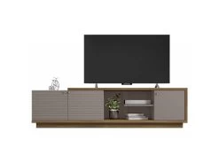 Meuble TV 75 Pouces 3 Portes Chêne Et Taupe