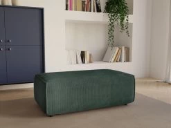 Pouf En Velours Côtelé Vert AMELIA