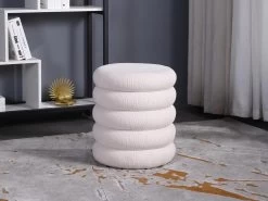 Pouf En Velours Côtelé Crème ECAMBI