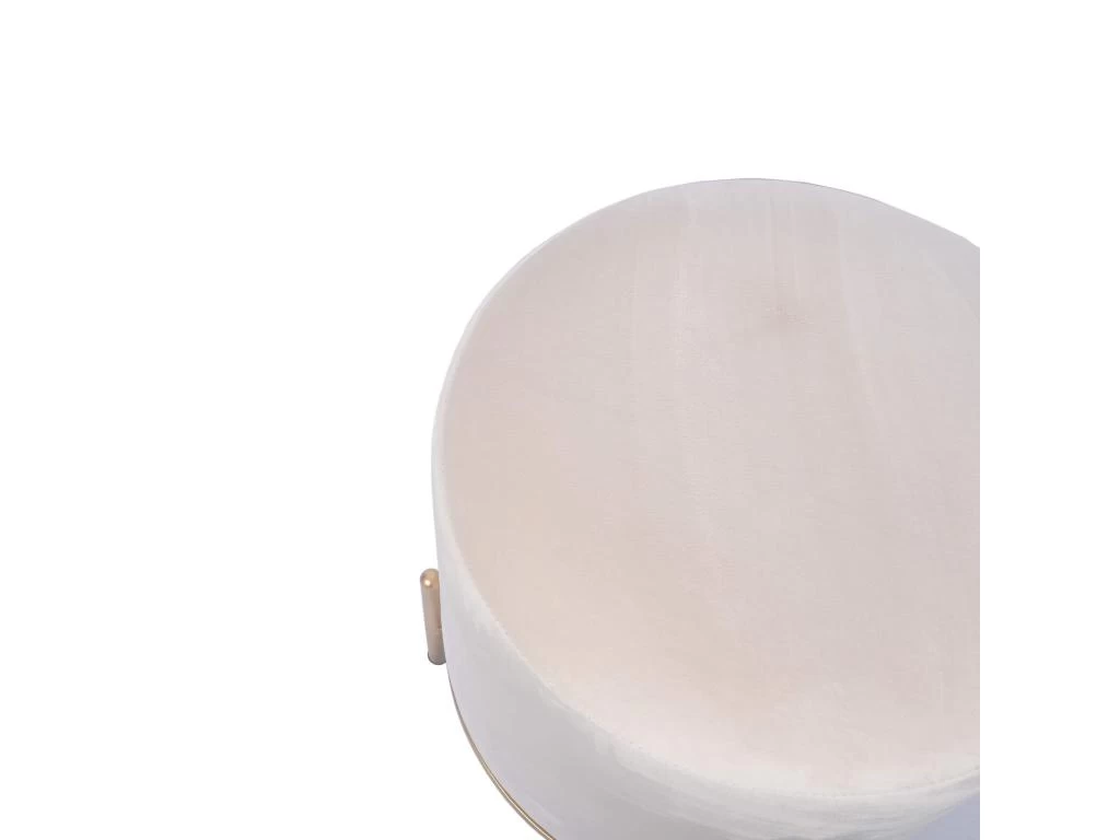 Tabouret Pouf Repose-pieds Rembourré Beige Velours De Style Classique – Image 4