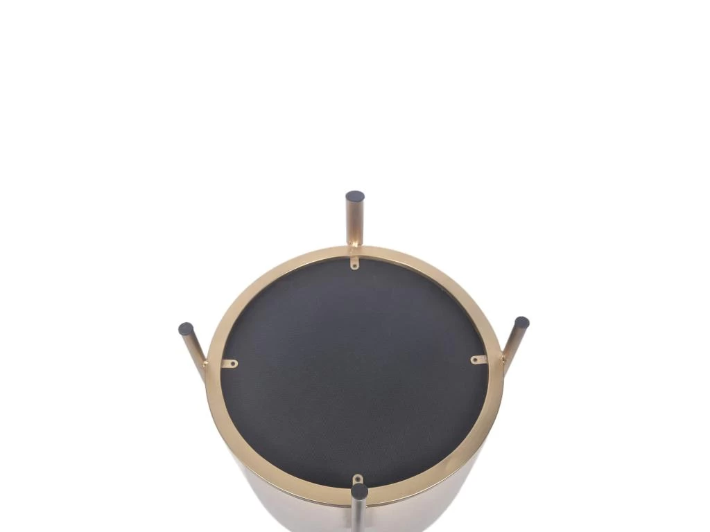 Tabouret Pouf Repose-pieds Rembourré Beige Velours De Style Classique – Image 5