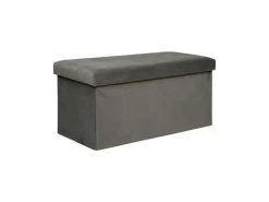 Pouf Pliant Et Coffre De Rangement En Tissu Gris 76 X 38 Cm