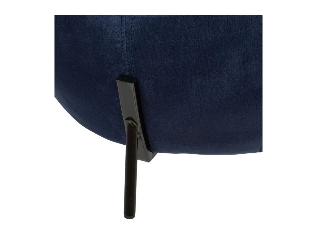 Pouf En Velours Bleu Et Pieds En Métal D 44 X H 35 Cm – Image 2
