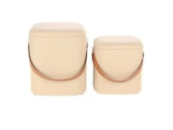 Lot De 2 Poufs & Coffres De Rangement "Arabella" 44cm Beige